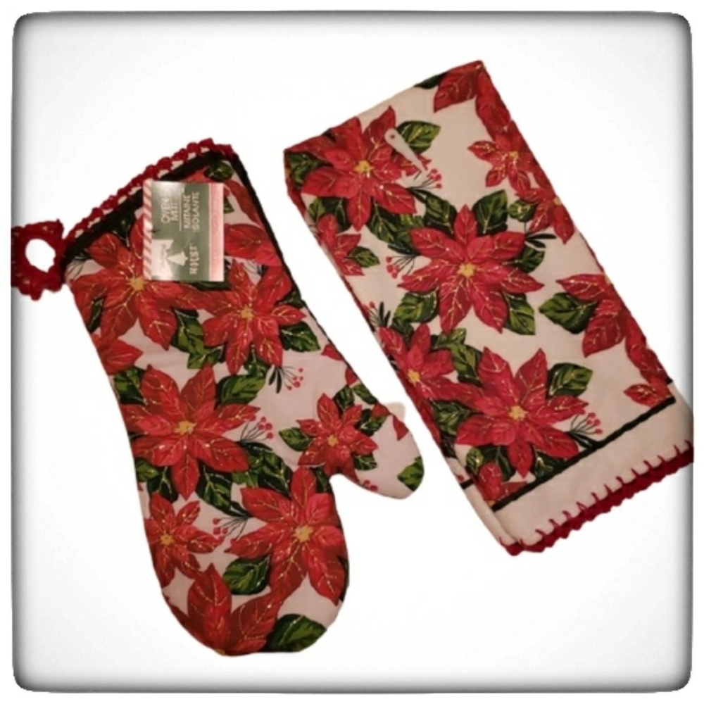 Handmade Crochetet Christmas Towel&Oven Mitt Set-OS